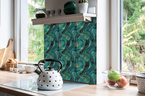Vinyl tiles on wall floor Green stone texture