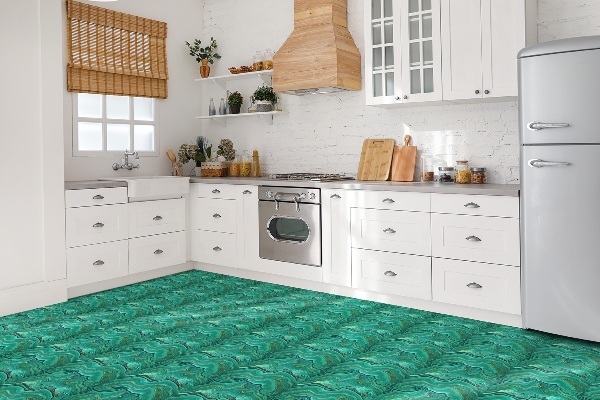 Vinyl tiles on wall floor Malachite texture