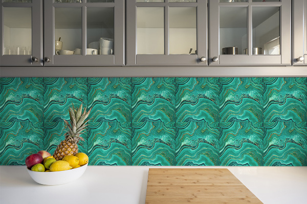 Vinyl tiles on wall floor Malachite texture