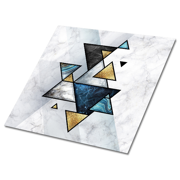 Vinyl tiles on wall floor Abstract marble triangles