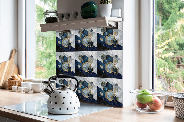 Vinyl tiles on wall floor Hexagons abstraction