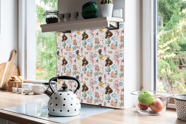 Sticky vinyl tiles Baby mermaid pattern