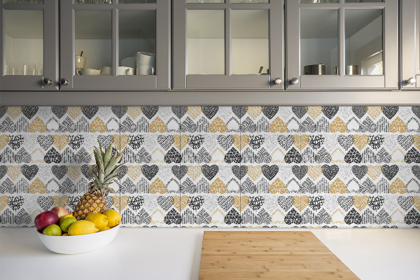 Sticky vinyl tiles Multicolored hearts