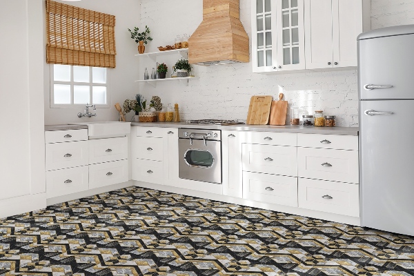 Sticky vinyl tiles Geometric illusion