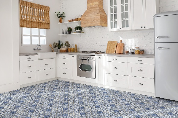 Vinyl wall floor panels Portuguese blue pattern