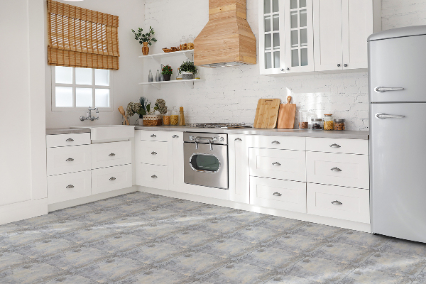 Vinyl flooring wall tiles Old concrete wall