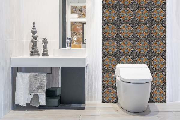 Bathroom wall panel Oriental pattern