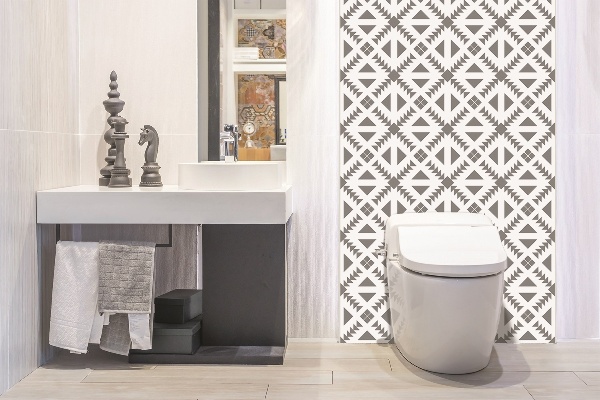 Bathroom wall panel Squares and triangles