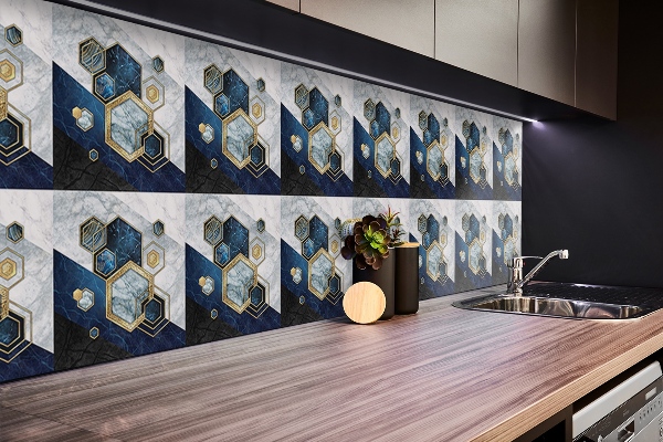 Bathroom wall panel Hexagons abstraction