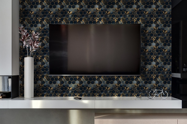 TV wall panel Leaves and hexagons