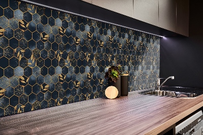 TV wall panel Leaves and hexagons