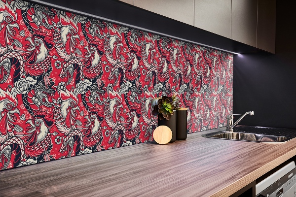 Bathroom wall panel Snake and rooster