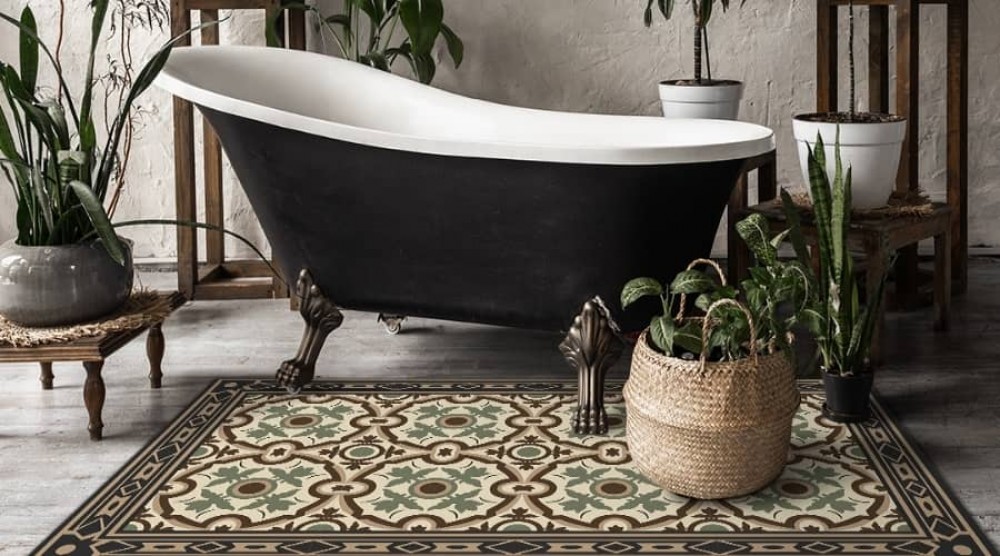 boho rug for a bathroom